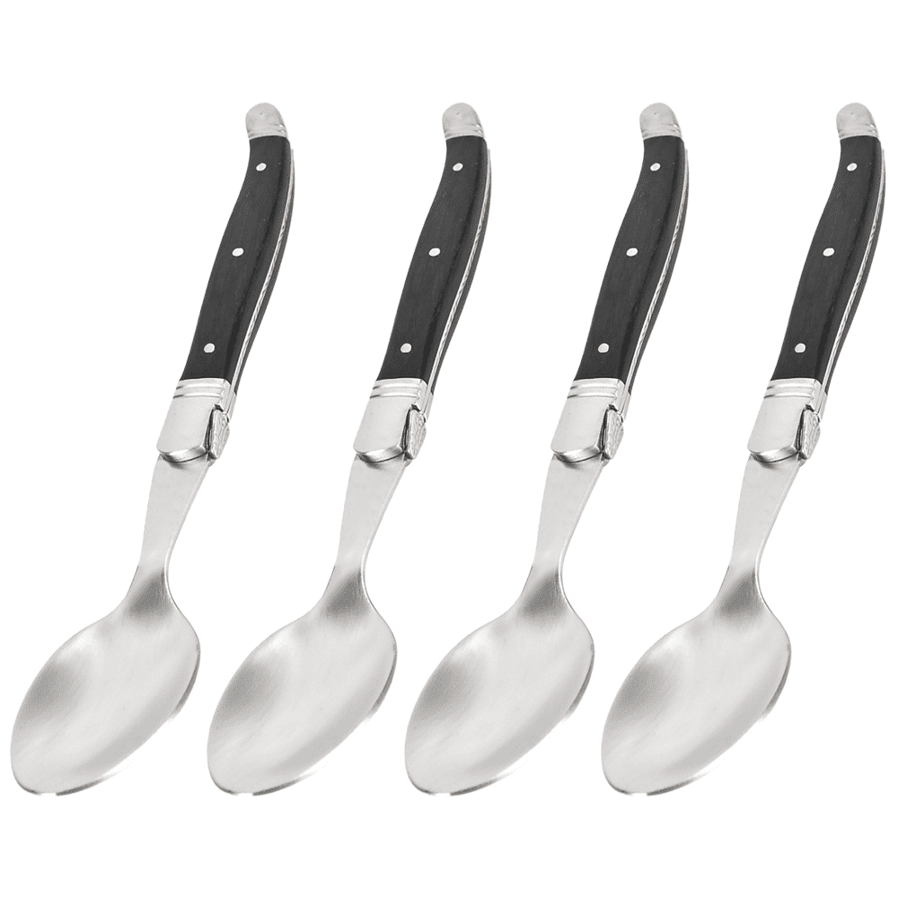 Steak Knives Set of 4,Black And Triple Rivet Fine-Edge Stainless Steel Sharp Blade Flatware Steak Knife Set,For Restaurant Tableware Kitchen Camping, Dishwasher Safe
