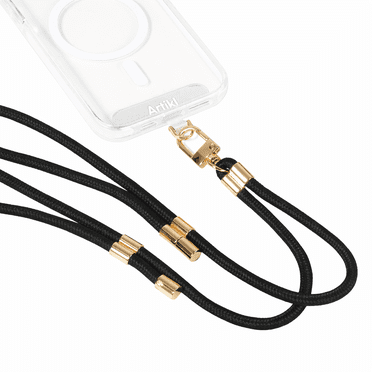 Artikl Cotton Rope Crossbody Phone Strap with Metal Hardware – Black