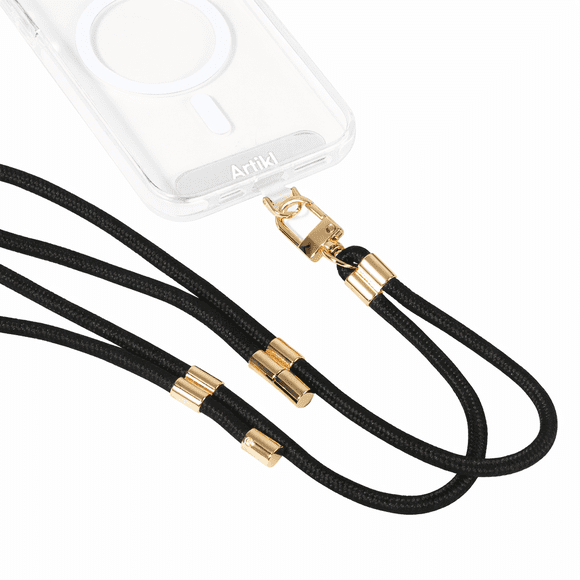 Artikl Cotton Rope Crossbody Phone Strap with Metal Hardware – Black