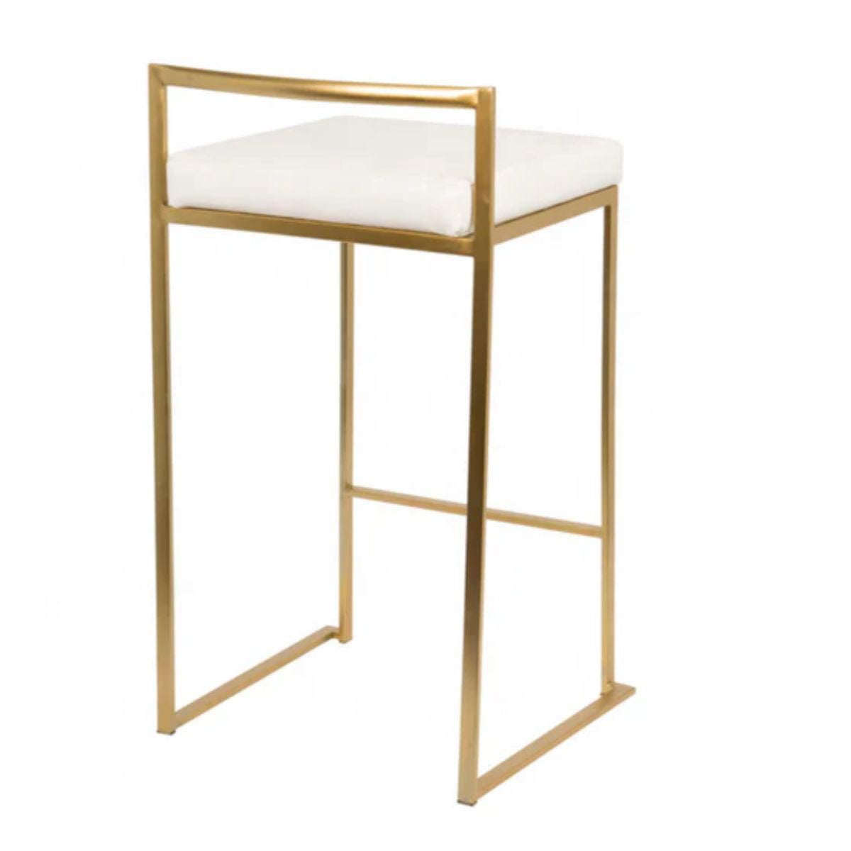 Heavenly Collection White PU Stool with Gold Stainless Steel Frame SET OF 3