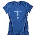 thumbnail image 1 of T-Shirt pour Femmes à Col Rond, Manches Courtes, Blouse Décontractée, Haut Court à Lettres pour Femmes, Bleu, P, 1 of 7