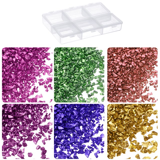 Unique Bargains 33g Crushed Glass Chips 6 Colors 1-3mm, Purple Color Series