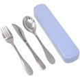 thumbnail image 1 of 3PCS 304 Stainless Steel Flatware Set Portable Reusable Cutlery Set with a Blue Plastic Box- Knife, Fork, Spoon, 1 of 7