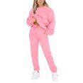 thumbnail image 1 of Innerwin Two Piece Outfit Drawstring Women Jogger Set Sports Long Sleeve Beam Foot Sweatsuits Pink S, 1 of 6