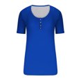 thumbnail image 3 of Birdeem T-Shirt à Col Rond Boutonné pour Femmes Haut à Manches Courtes Ample, 3 of 9
