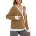 thumbnail image 3 of Yuyuzo Sweater Blouses Long Sleeve V Neck Pullover Patchwork Knit Tops Fall Winter Casual Solid Color Sweaters, 3 of 5