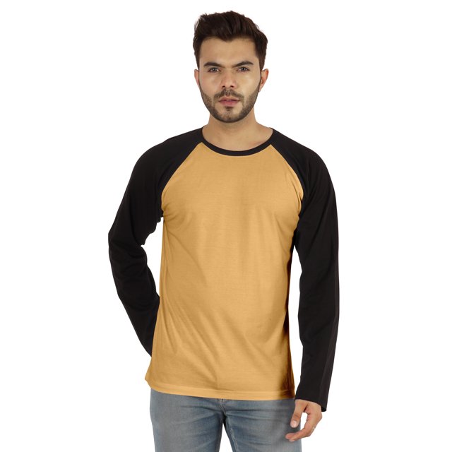 Inkmeso Men's Regular Fit Round Neck Shirt Solid Raglan Long Sleeve T-Shirts