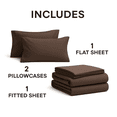 thumbnail image 3 of Comfy Bamboo World Series 90 G/m2 Ensemble de Draps en Microfibre 4 Mcx, Lit Simple, Brun, 3 of 5