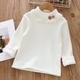 thumbnail image 2 of AWZXDE Girls Long Sleeve Shirts Solid Color Slim Fit Base Layer With Tie Casual Cardigan Style Top For Autumn, 2 of 3