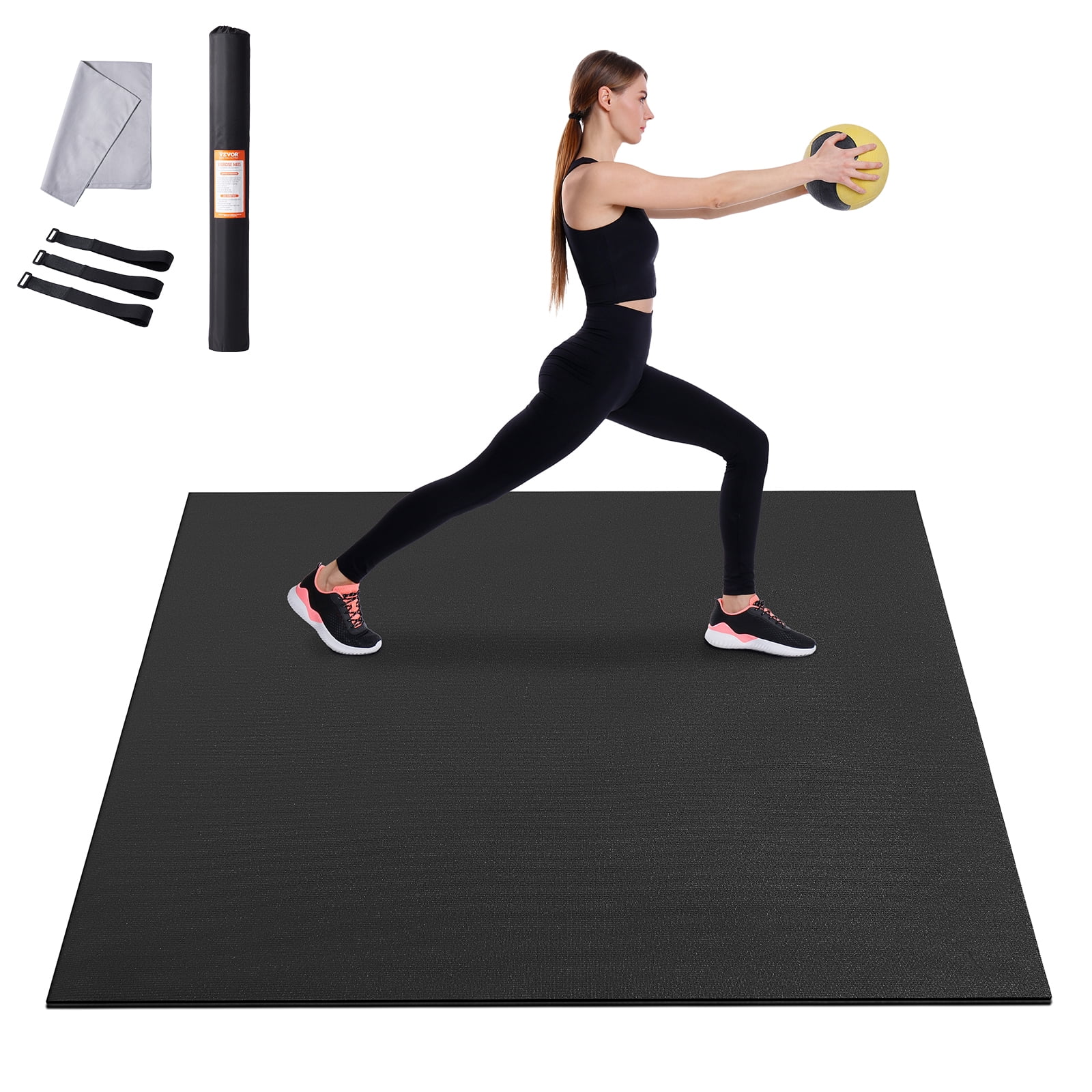 VEVOR Exercise Mat, Non Slip High Density Premium Yoga Mat, Exercise Yoga Mat for Men & Women, Fitness & Exercise Mat with Bag & Carry Strap, for All Types of Home Yoga, Pilate & Floor Workout (8x5ft)