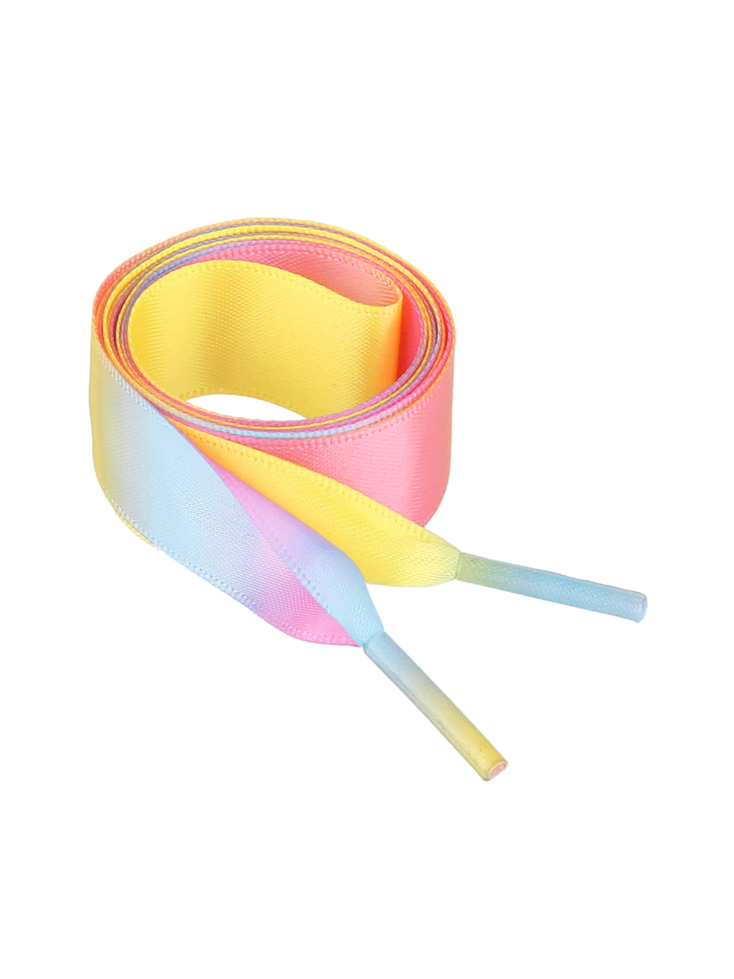 INSPIRE CHIC Extra Wide Shoe Laces Satin Ribbon Flat Gradient Colorful Shoe Strings for Sneakers Multi Pink 100cm/39.4"