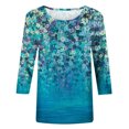 thumbnail image 4 of Hauts à Manches 3/4 pour Femmes Été Mode pour Femmes T-shirt Ample Imprimé de Pâques Mi-Long Blouse à Manches 3/4 Col Rond Hauts Décontractés Hauts d'Été pour Femmes 2023 Liquidation en Liquidation, 4 of 5