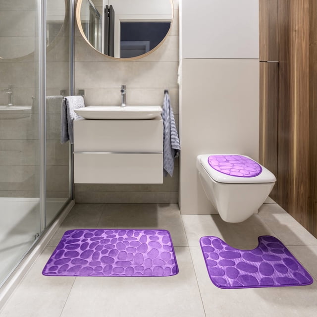 TopLLC Bath Mats For Bathroom - Bathroom Rugs Memory Foam Bath Mat Set 3 Pcs Bathroom Rugs Set Toilet Mats Soft Comfortable Water Absorption Nonslip Thick Machine Wash