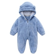 Newborn Baby Fleece Footie Snowsuit Winter Bunting Onesie Cartoon Warm Hooded Romper Jumpsuit Outfits for Girls Boys