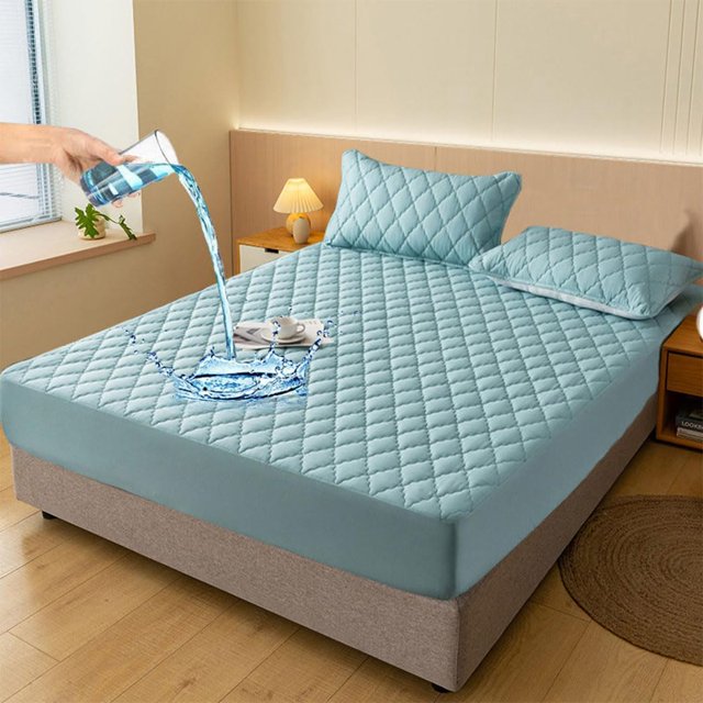 Waterproof Quilted Mattress Cover & Pillowcases Set,Waterproof Mattress Protector,Washable for Home, Bedroom, Hote