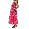 thumbnail image 4 of Robe Maxi d'Été Sans Manches à Encolure Croisée à Carreaux Découpée Dos Nu Fluide Rose TG, 4 of 6