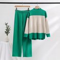 thumbnail image 2 of Yuyuzo Womens Ribble Knit 2 Piece Sets Long Sleeve Turtleneck Pullover Sweaters with Straight Leg Pants Suits, 2 of 4