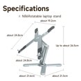 thumbnail image 4 of Support d'Ordinateur Portable Pliable en Alliage d'Aluminium Gris avec Conception de Refroidissement en Forme de X - Hauteur et Angle Réglables, Capacité de Charge Robuste de 22 Lb, Portable pour Ordinateurs Portables/tablettes de 16 Pouces sous le Pouce, Rehausseur Ergonomique pour Bureau, 4 of 6