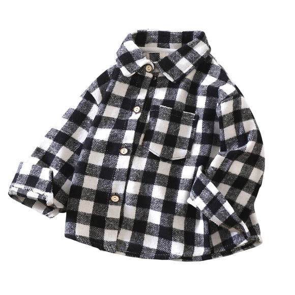 ShomPort Lightweight Jackets for Girls Unisex Turndown Plaid Printed Long Sleeve Vintage Coats Fall Comfy Shirt with Chest Pockets