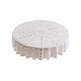 thumbnail image 1 of White Round Tablecloth Polyester Sheer Lace Embroidered with Hollowed-out Non-slip Design for Dining Tables 185 cm, 1 of 6
