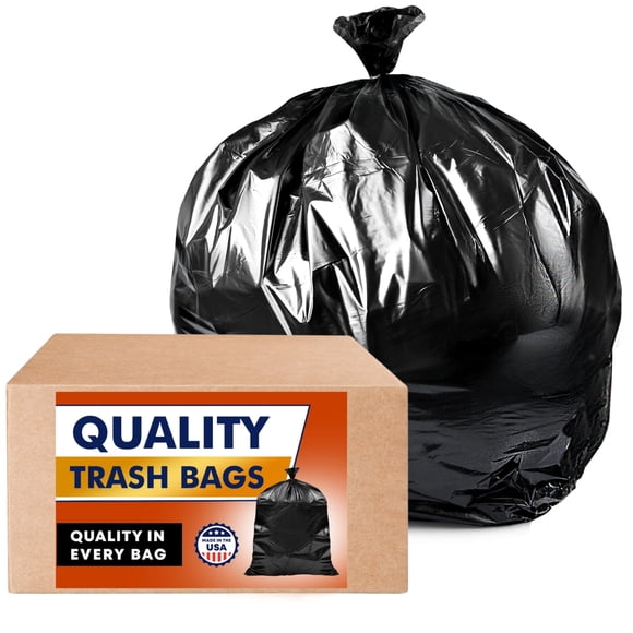 Veska 55 Gallon Trash Bags Heavy Duty, (MegaValue Pack 100 Bags w/Ties) 55-60 Gallon Trash Bags, Extra Large Black Garbage Bags 50-60 Gallon Garbage Bags for Industrial, Lawn, Leaf, and Commercial