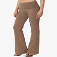 thumbnail image 3 of Women‘s PLUS Basic Foldover Waistband Comfy Stretch Cotton Boot Cut Lounge Yoga Pants, 3 of 7