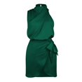 thumbnail image 3 of Robes d'Été Satin Sans Manches Dos Nu Col Roulé Ceinture Enveloppante Moulante Cocktail Robe Femme GN1 S, 3 of 3