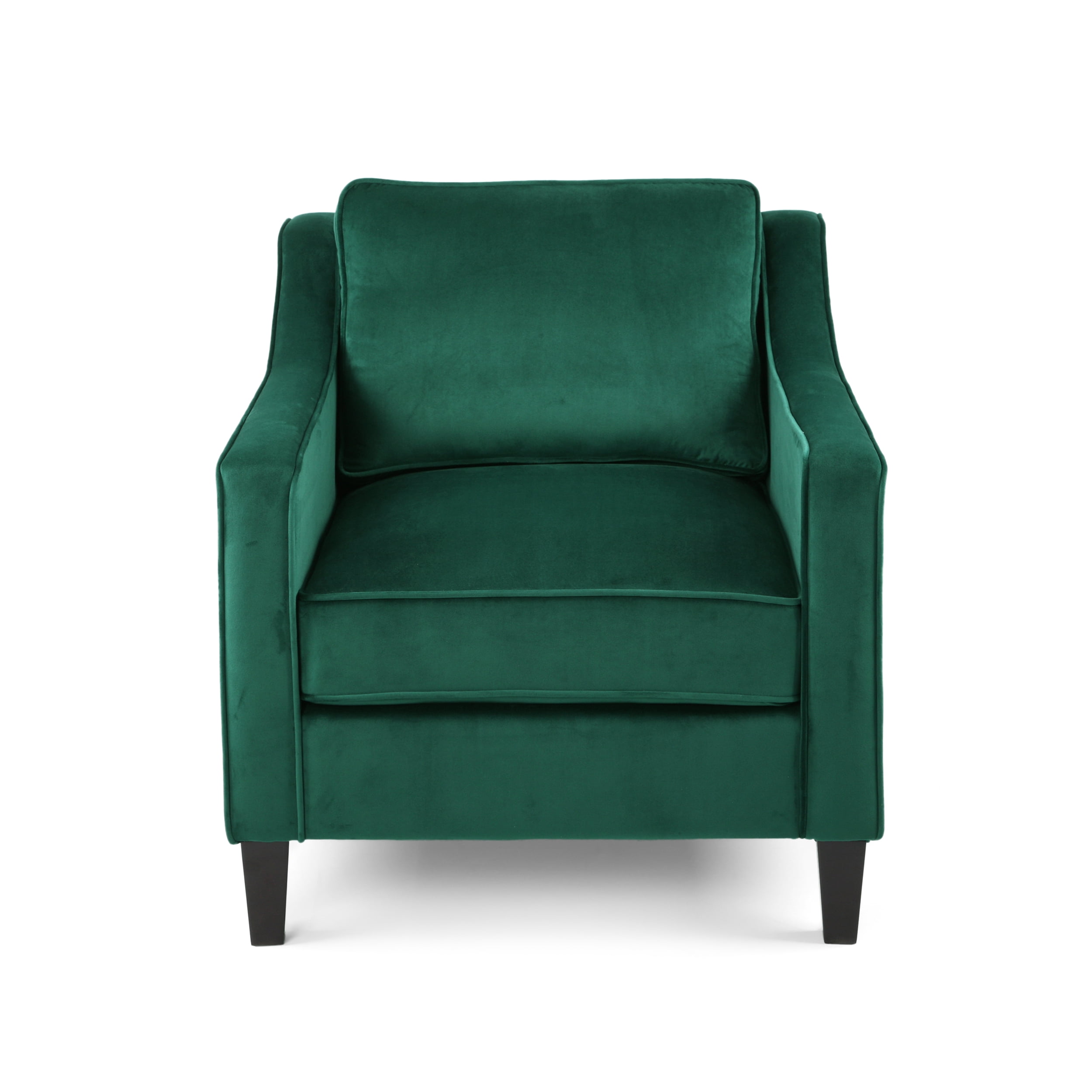 Milo Fauteuil Club en Velours Contemporain, Vert et Brun Foncé