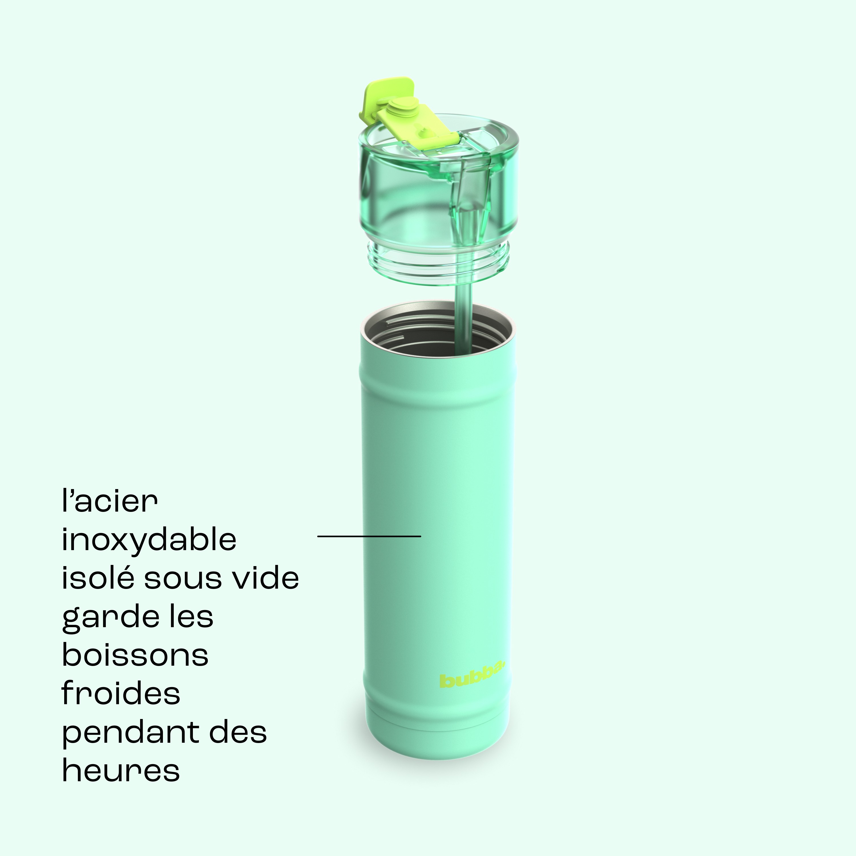 Bouteille d’eau bubba DualSip, acier inoxydable isotherme, 710 ml (24 oz) – antifuite, sans BPA, sans plomb, lavable au lave-vaisselle