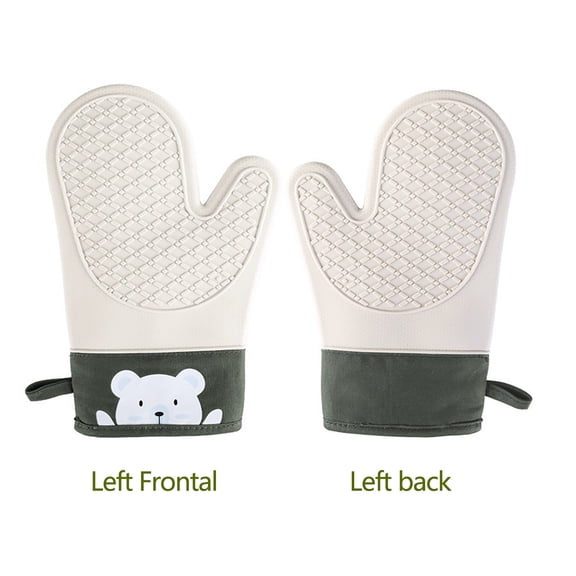 Dvkptbk Gloves Thermal Protection Non-Slip Oven Mitt Set, Soft Cotton Lining,, Extra Long Elasticated Thick Cooking Mitts, Kitchen Gloves Pot Liners, Green Kitchen Gadgets