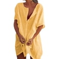 thumbnail image 1 of Heliisoer Women's Shirt Mini Dress Dress Short Short Sleeve Solid Color Patchwork, 1 of 9