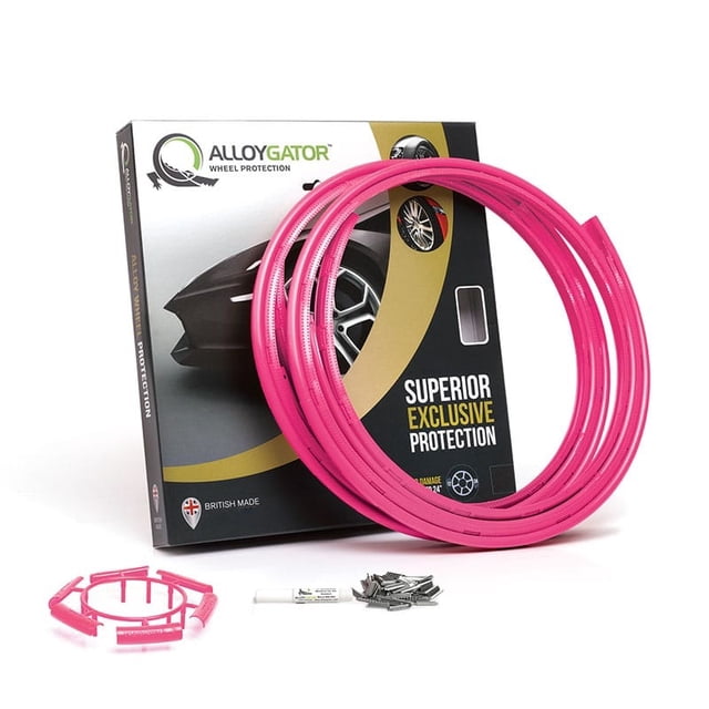 AlloyGator Wheel Protector K4PNKEXC Exclusive Profile; For Use With 12 To 24 Inch Diameter Wheels; Pink; Adhesive And Clip Attachment