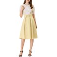 thumbnail image 1 of Unique Bargains Jupe Midi Plissée à Bretelles Rétro pour Femme à Taille Élastique Abricot m, 1 of 6