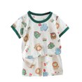 thumbnail image 2 of Qertyioot Mode Filles T-Shirts Décontractés à Manches Courtes Col Rond Col Bouton Ensembles de Shorts Imprimés Aubaines, 2 of 3