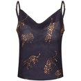 thumbnail image 3 of Débardeur à Encolure Drapée pour Femme, Camisole Soyeuse, Doux, Estival, à Bretelles, Court (Imprimé Léopard Marine, G), 3 of 4