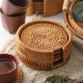 thumbnail image 4 of Ruiboury 6x Woven Coaster Set Natural Elegance For Table Setting Anti-scalding Braided Coasters For Drinks Style 1 Diameter 8cm, 4 of 6