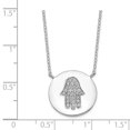 thumbnail image 1 of Sterling Silver Rhodium-plated Hamsa w/CZ w/2in ext. Necklace (Weight: 2.39 Grams, Length: 16 Inches), 1 of 3
