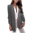 thumbnail image 2 of TIMIFIS Womens Casual Blazers Open Front Long Sleeve Work Office Jackets Blazer-Dark Gray - Fall/Winter, 2 of 6