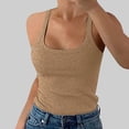 thumbnail image 3 of Women Spaghetti Strap Scoop Neck Ribbed Tank Tops Slim Fitted Cotton Camisole Basic Sleeveless Layering Shirts, 3 of 4