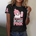 thumbnail image 2 of TSADFHJI Hauts pour Femmes Habillés Mode Décontractée Imprimée Col Rond Manches Courtes Chandail T-Shirt S Noir, 2 of 6
