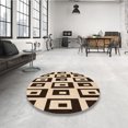 thumbnail image 4 of Ahgly Company Tapis Rond Lavable en Machine Intérieur Transitionnel Pêche Orange Profond, 7 Pieds Rond, 4 of 7