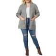 thumbnail image 2 of GRACE & GRANDEUR Women's Plus Size Open Front Long Sleeves Sweater Mid Length Cardigan 3X Light Grey, 2 of 7
