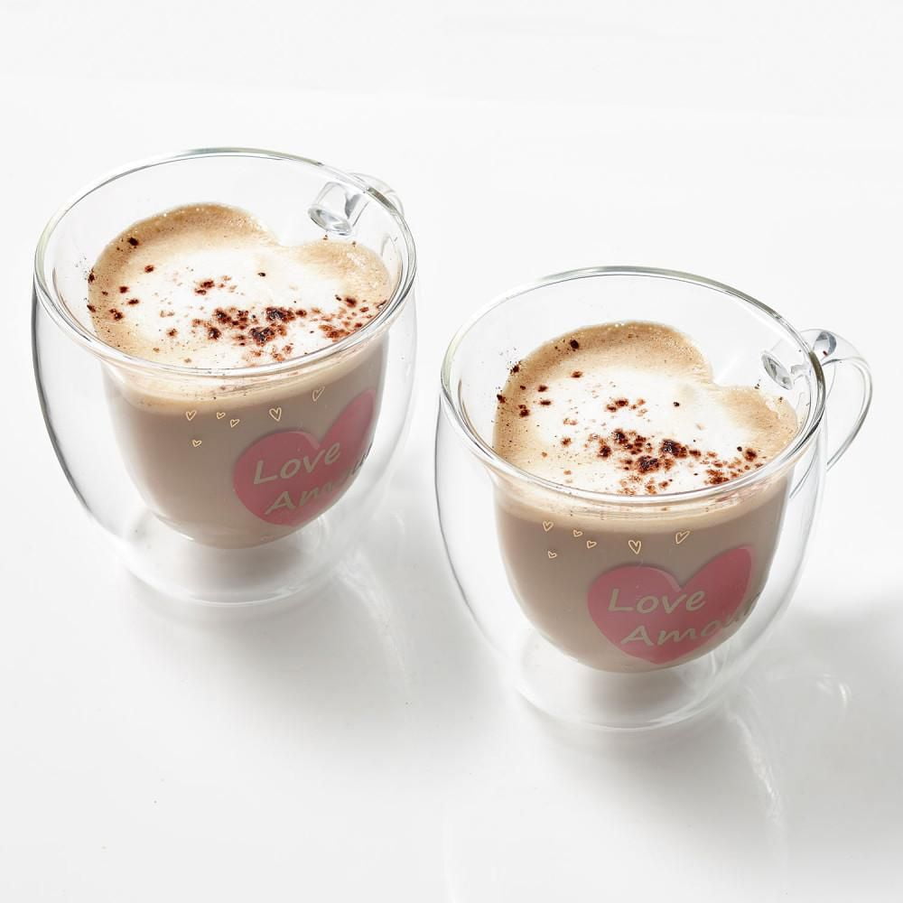 Double Double Heart Amour Coffee Mug 250ml set of 2