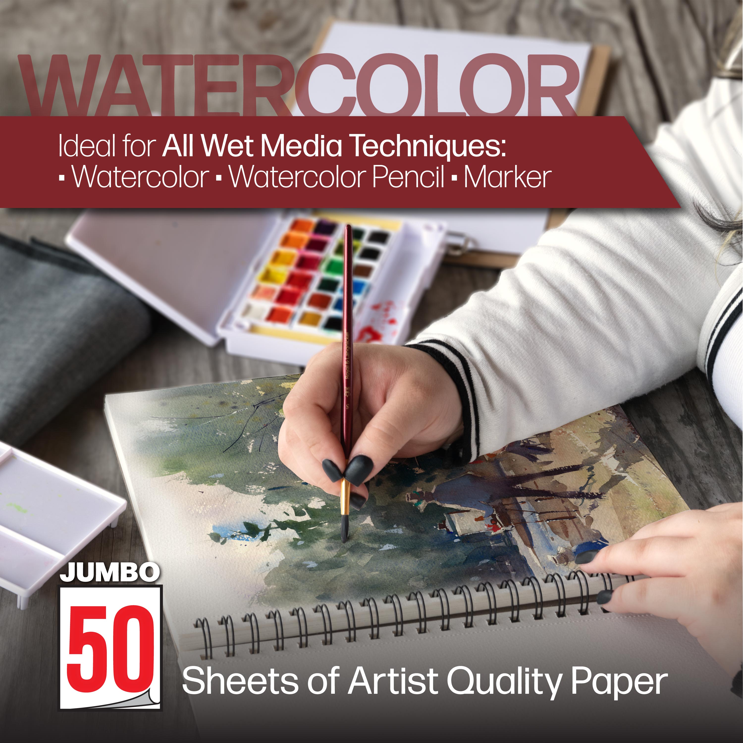 Bee Paper - Bloc de papier aquarelle studio inspiré des abeilles 9"x12", 50 feuilles, 140 lb, 300 g/m² | BEE-92066T-50 |