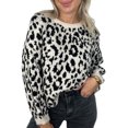 thumbnail image 1 of Honganda Pull Ample d'Automne pour Femmes Motif Léopard Manches Longues Tricot, 1 of 8