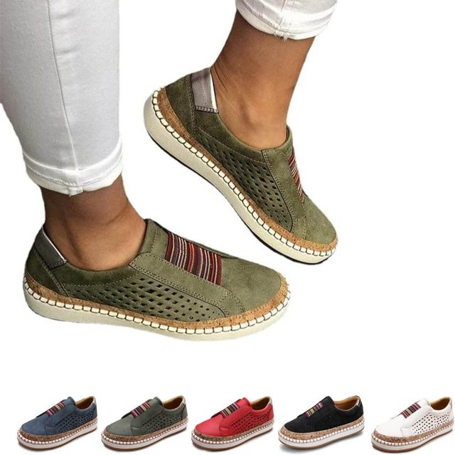 ZHANGZHI Espadrilles Orthopédiques Décontractées de Qualité Supérieure, Chaussures de Marche Orthopédiques Décontractées Design 2022, Chaussures pour Femmes à Enfiler Mode Bout Rond Confort Chaussures de Course Athlétiques (8, Vert)