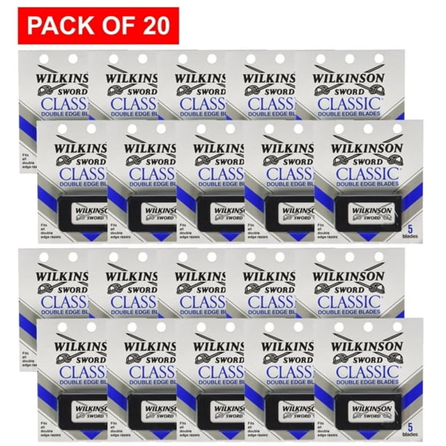 Wilkinson Sword Classic Double Edge Razor Blades, Stainless Steel, 5 Count (Pack of 20)