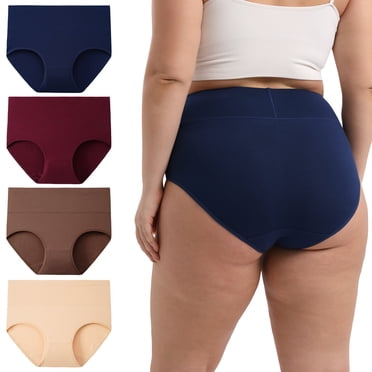 INNERSY Women's Plus Size Cotton Underwear XL-5XL High Waisted Briefs Panties 4-Pack(5XL,Earthy Sunset)