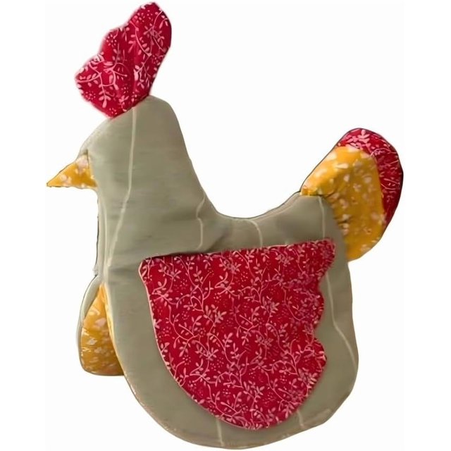 Handmade Hen Shaped Oven Mitt and Pot Holder Set Quilted Heat Resistant Kitchen Gloves for Baking Cooking and Farmhouse Kitchen Decor