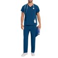 thumbnail image 1 of TIMIFIS Men and Women Scrub Set Stretch V-Neck Scrub Top and Drawstring Waist Joggers Pants Solid Color Comfort Fits Medicals Uniform with Pockets - Spring/Summer, 1 of 7